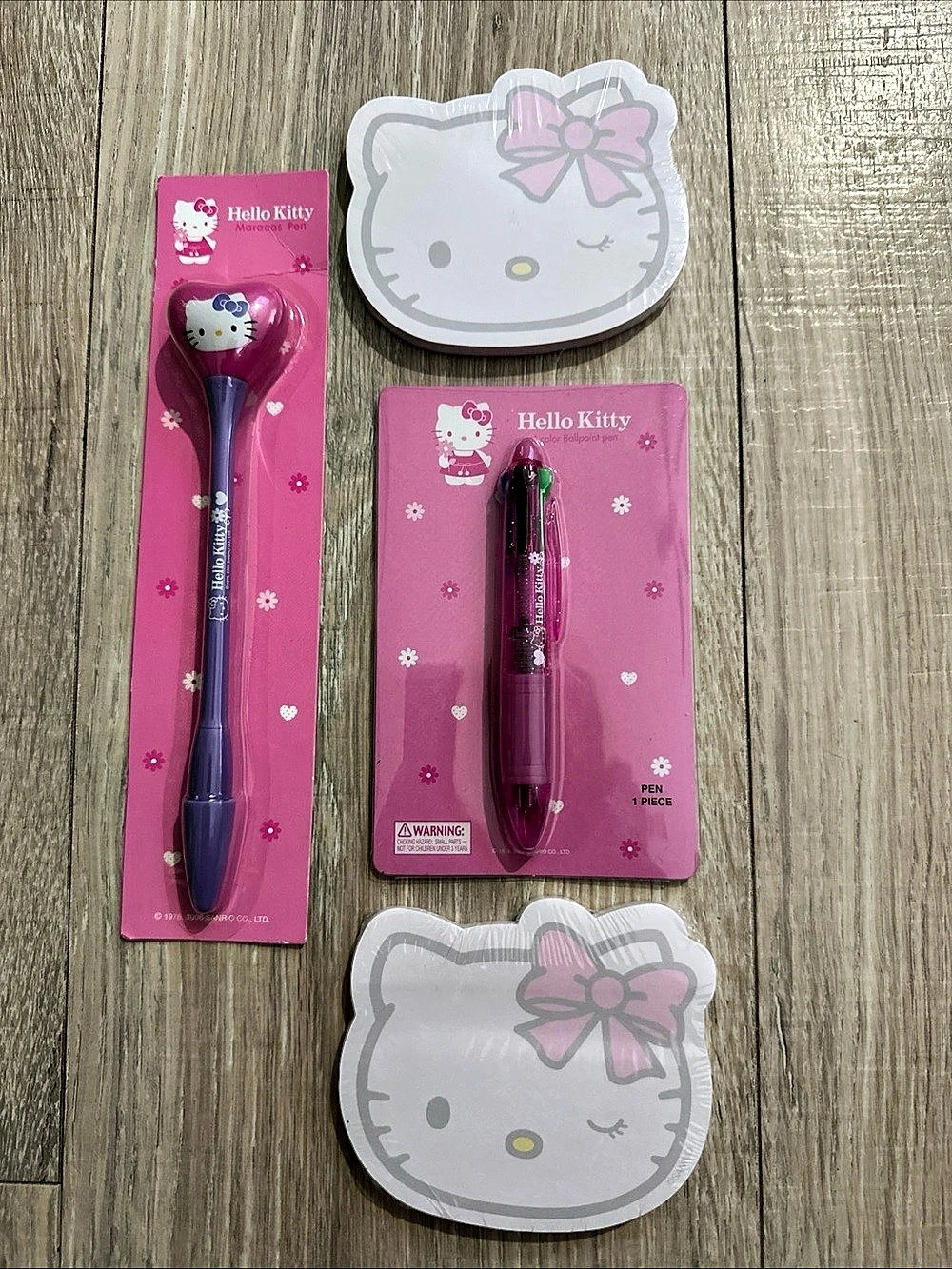 Vintage Sanrio Hello Kitty Stationary Set Pink Purple Maracas Pen 1976/2006 RARE